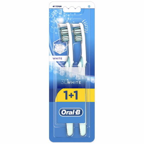 Зубна щітка ORAL B 3D White Відбіл. 40 cередня 1шт + 1шт
