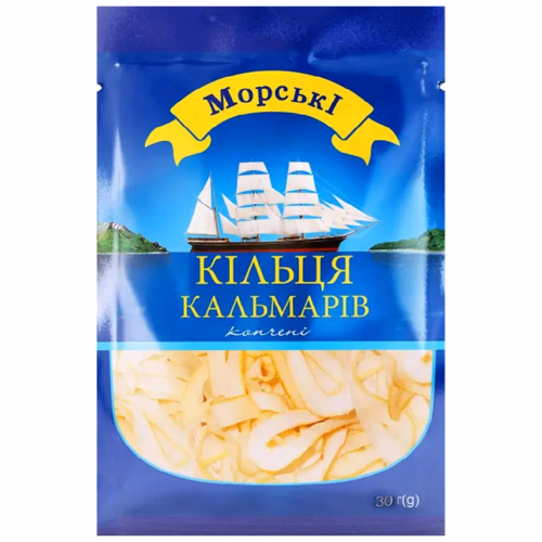 Кільця кальмара копчені 30г Морські