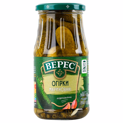 Огірки мариновані 500г с/б "Верес"