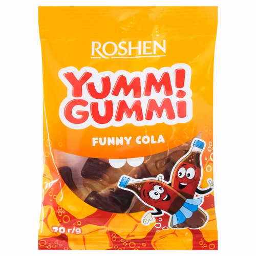 ЖЕЛЕЙНІ ЦУКЕРКИ Yummi Gummi Funny Cola Roshen 70г