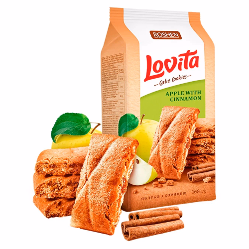 Здобне печиво Lovita Cake Cookies з яблуком та корицею 168г Roshen