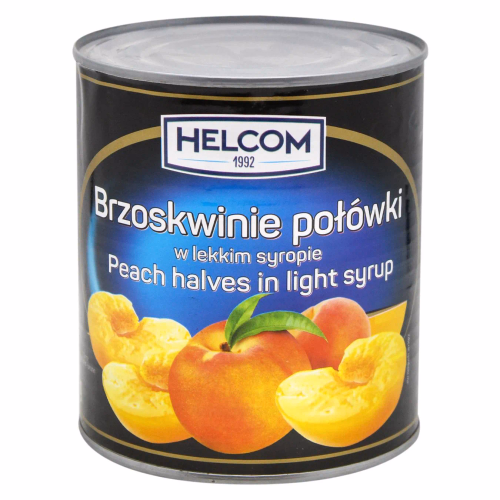 Персики HELCOM 820г половинки у сиропі ж/б