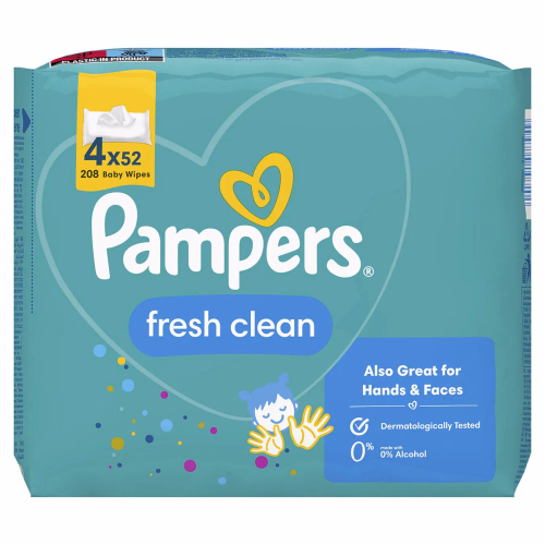 Дитячі вологі/серветки PAMPERS Fresh Clean 4х52 ПрепакКороб