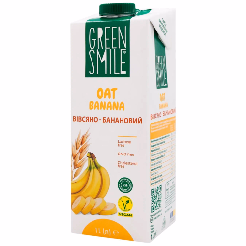 Напій у/паст вівсяний з нап. Банан "Green Smile" 1,5% 1л