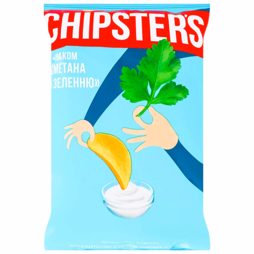 ТМ CHIPSTER`S Чипси натур Сметана Зелень 100г