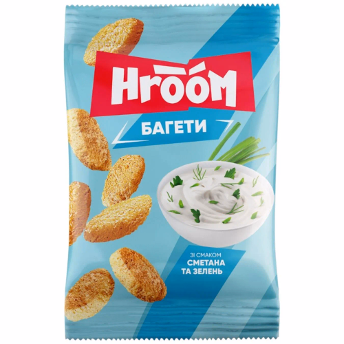 Сухарики багетні сметана зелень ТМ HROOM 60 г