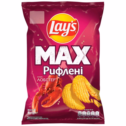 Чипси Lay's MAX смак лобстера рифлені 95г