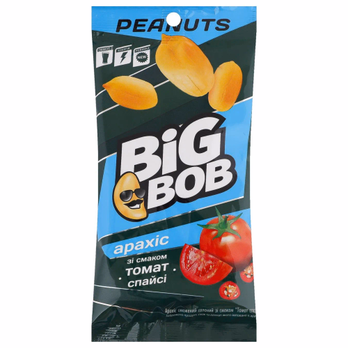 Арахіс смажений солоний зі смак Томат Спайсі 60г BIG BOB