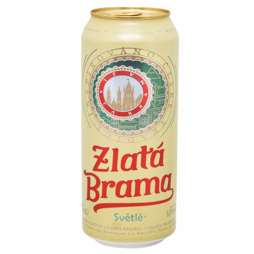 Пиво ZLATA BRAMA банка 0,5л ТМ Оболонь