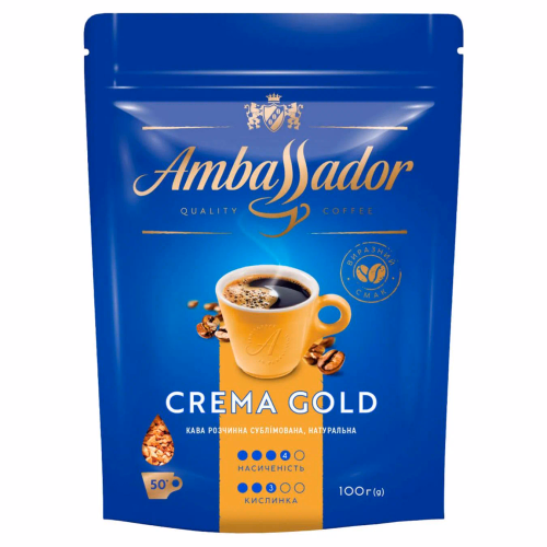 Кава розчинна Ambassador Crema Gold, пакет 100г