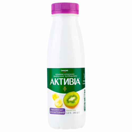 Активіа Біфідойогурт безлактозний Активіа 0,8% пет 290г Банан-Ківі