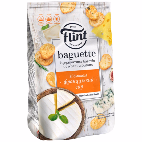 Сухарики пшен зі смаком "Французький сир" 100 г Flint Baguette