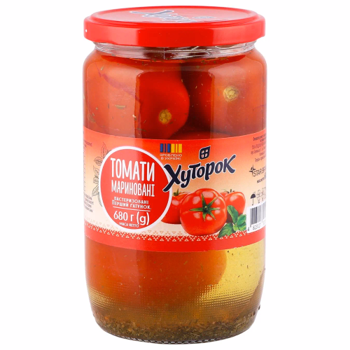 Томати мариновані ТМ "Хуторок" 680г (720 мл), скло