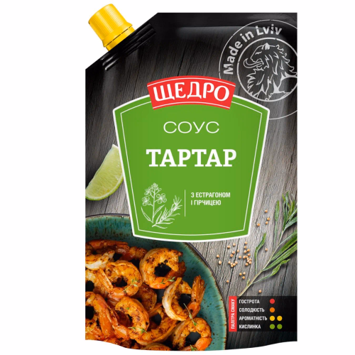 Майонезний соус Щедро "Тартар" 30% дой-пак 200 г