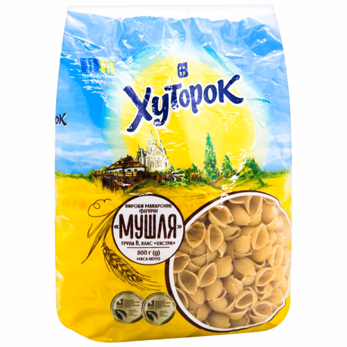 Хуторок макаронні вироби "Мушлі" 800г.