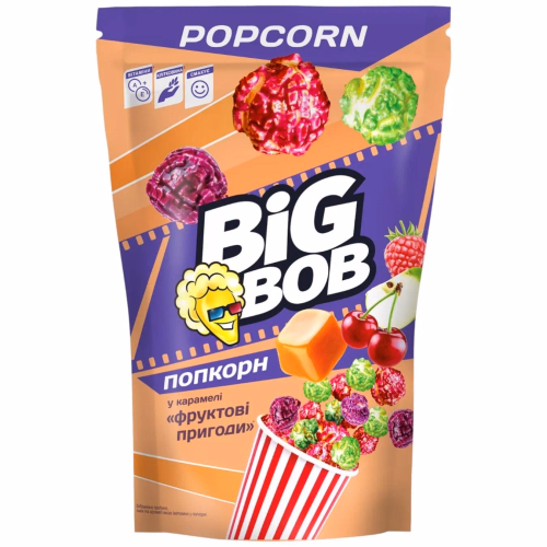 Попкорн у карамелі «Фруктові пригоди» 85 г ТМ «BIG BOB»