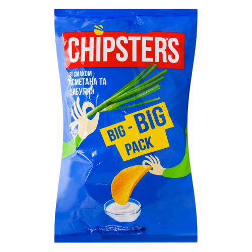 ТМ CHIPSTER`S Чипси натур Сметана та цибуля 170г