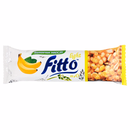 Батончик - мюслі  зі смаком банана, глазурований, ТМ "Fitto light" 25г