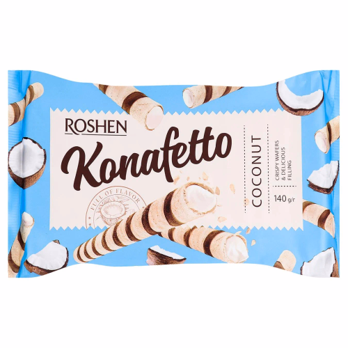 Вафельні трубочки Konafetto з кокосовою начин 140г Roshen