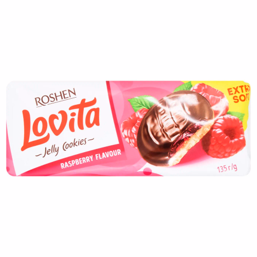 Здобне печиво Lovita Jelly Cookies з жел.нач. зі смак малини Roshen 135г