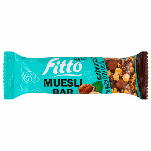 Батончик-мюслі фундук/шоколад глазур з корпусом із круп ТМ «Fitto Light» 25г