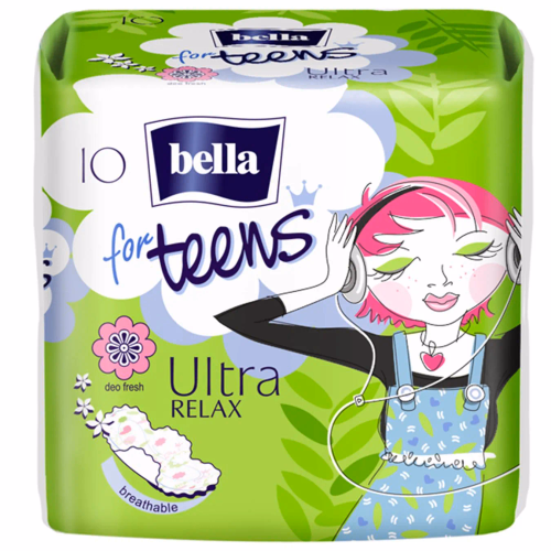 Прокладки гіг.Bella for Teens: Ultra Relax extra soft deo greеn tea.10шт