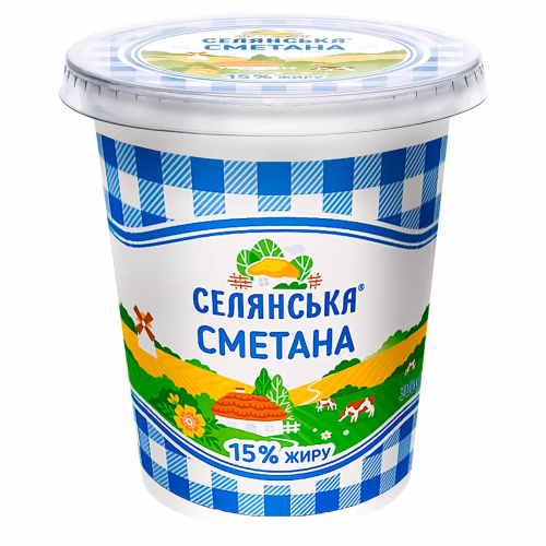 Сметана Селянська 300г. 15% стакан