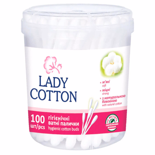Lady Cotton Палички ватні в круг.банці100 шт