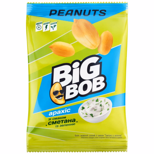 Арахіс смажений солоний зі смаком Сметана із зеленню 120г BIG BOB»
