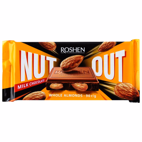 ШОКОЛАД Roshen Nut молочний з цілим мигдалем 90г