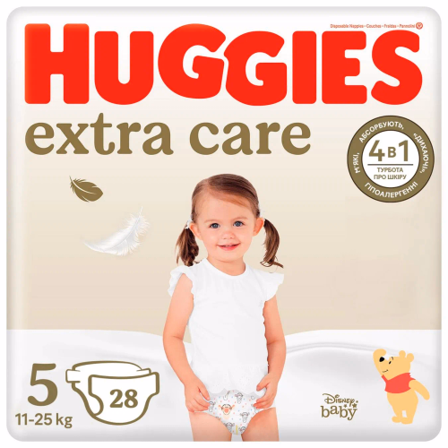 Huggies Extra Care підгузники дитячі 5 (11-25кг) 28шт