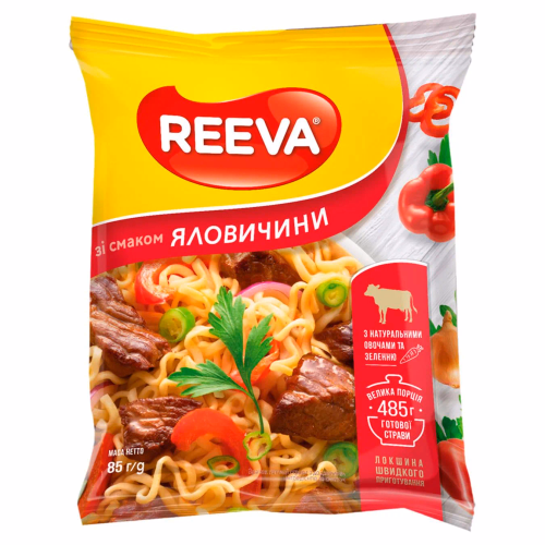 Локшина шв/приготув зі смаком яловичини пачка 85г REEVA