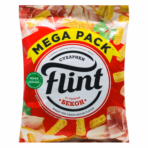Сухарики пш-жит зі смаком "Бекон" 110г/100г  "Flint"