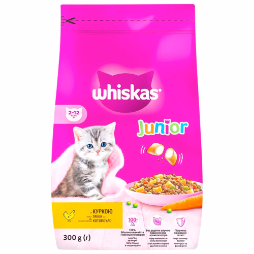 Корм WHISKAS для кошенят сух з куркою 300г