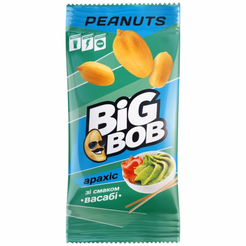 Арахіс смажений солоний зі смаком Васабі  60г BIG BOB