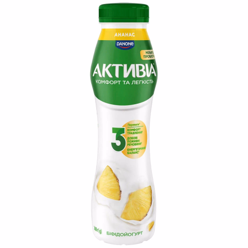 Активіа Біфідойогурт питний 1,5% пет 290г ананас КР