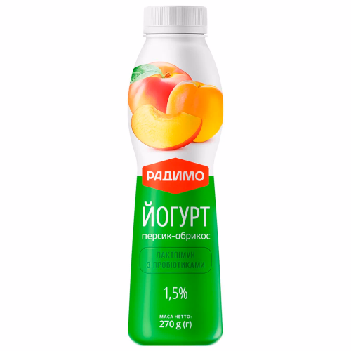 Йогурт Персик-Абрикос Лактоімун 1,5% 270г ПЕТ РадиМо