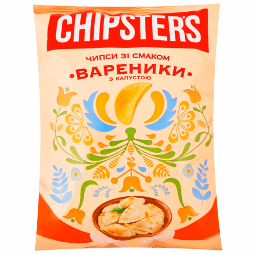 ТМ CHIPSTER`S Чипси зі смаком Вареники з капустою 100г
