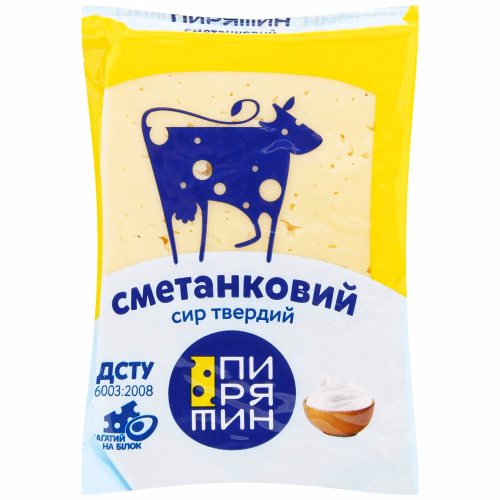 Сир тв фас Сметанковий 50% брусок 160г Пирятин