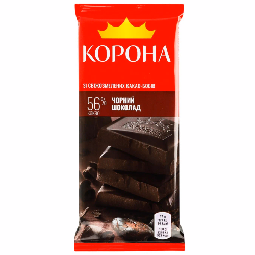 КОРОНА шоколад чорний без дод 85г