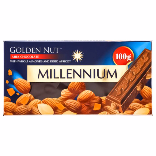 MILLENIUM Gold мол.шокол /мигдаль+курага 100г