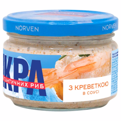 Ікра атлантичних риб з креветкою в соусі пасериз 160г TM Norven
