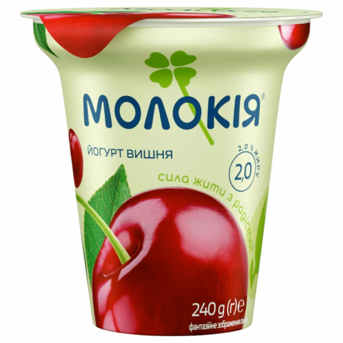 МОЛОКІЯ Йогурт стакан Вишня 2,0% 240г