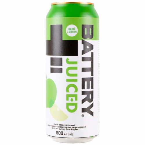 Напій б/а енерг. с/гсл/газ Battery Juiced Sour Apple 0,5л ж/б