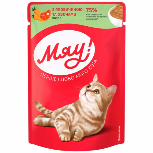 МЯУкорм Коти Желе Телят з Овоч 100г ЛТ