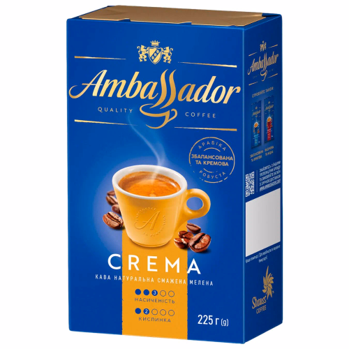 Кава мелена Ambassador Crema, вак.уп.225г