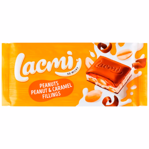 ШОКОЛАД Lacmi молочний з арахісом, карам та арахіс нач 87г Roshen