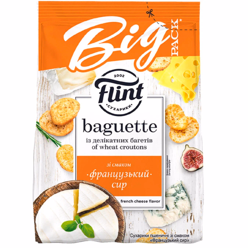 Сухарики пшен зі смаком "Французький сир" 140 г Flint Baguette