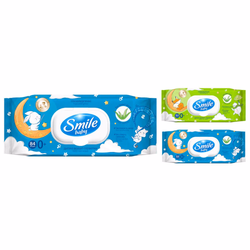 Серветка волога Алоє SMILE BABY клапан 84шт
