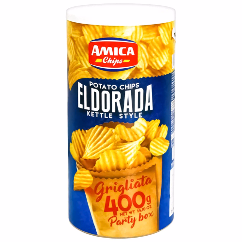 Чипси Amica Chips 400г Eldorada Kettle Style рифлені (тубус)